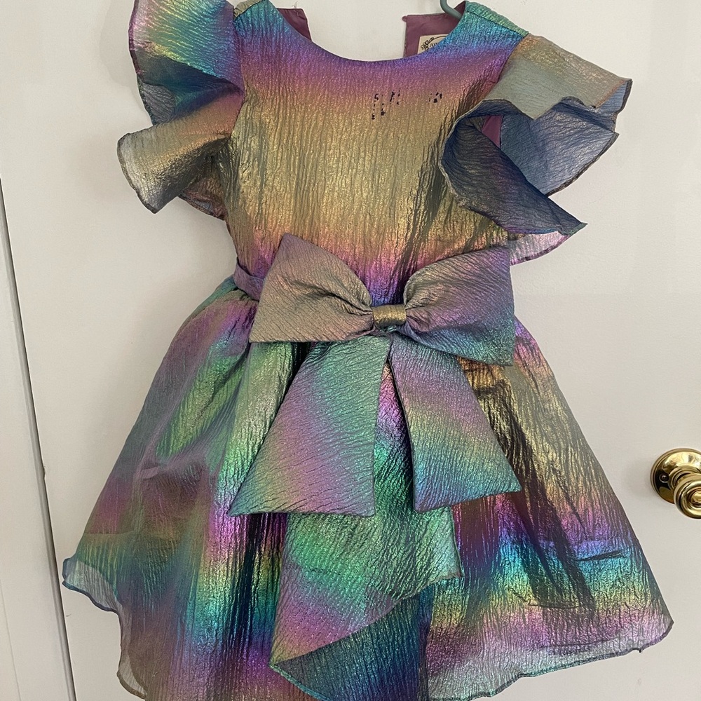 Iridescent Rainbow Dress with Bow